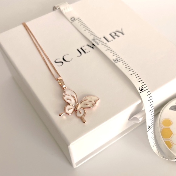 Butterfly Necklace 18k Gold Plated Rose Gold Luxury Jewelry - Picture 3 of 9